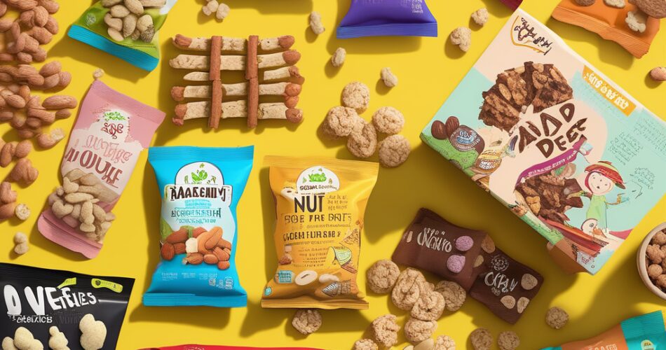 Colorful assortment of vegan and nut-free snacks for kids, perfect for school lunches and snack time